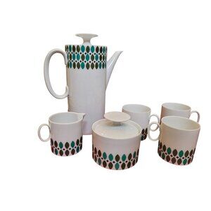 MCM Germany Thomas Rosenthal Medallion Coffee Tea Pot Creamer Sugar Cups TEAL